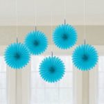 Caribbean Blue Mini Paper Fans