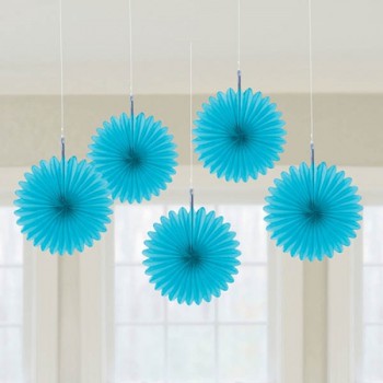 Caribbean Blue Mini Paper Fans