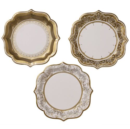 Party Porcelain Gold Dinner Plates