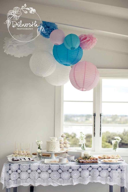 Pink and blue themed gender reveal party