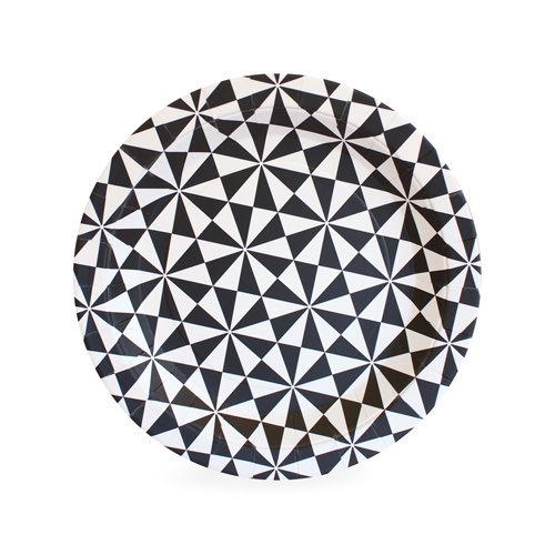 The Black Geo Dessert Plates by Paper Eskimo are a striking party plate.