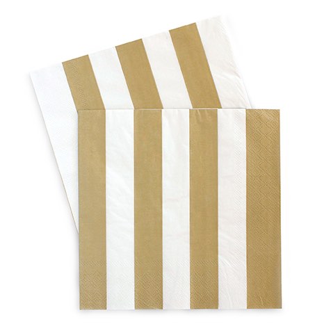 Gold Crush paper napkins by Paper Eskimo feature a bold gold and white stripe.