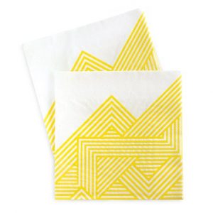 The Hello Yellow paper napkins by Paper Eskimo feature a fun yellow stripe design.