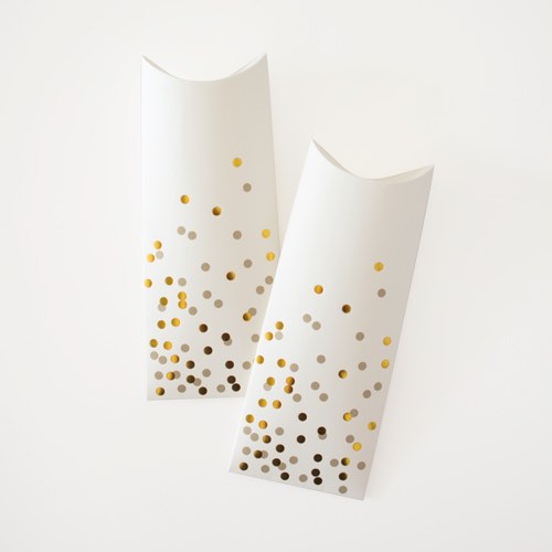 Gold Confetti Pillow Boxes by Paper Eskimo
