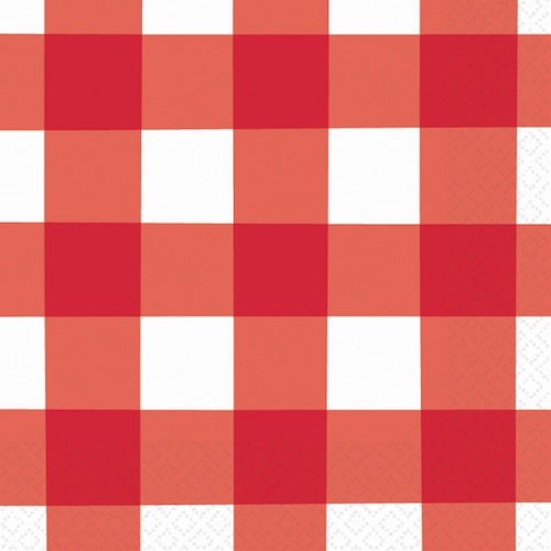Red Gingham Paper Napkins for a Teddy Bears Picnic party