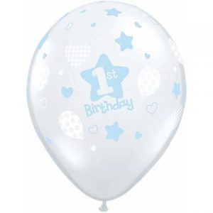 1st Birthday Soft Patterns Boy Balloons
