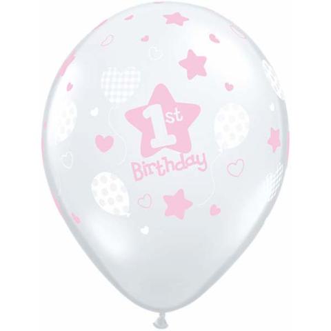 1st Birthday Soft Patterns Girl Balloons