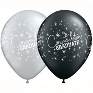 Black & Silver Congratulations Graduate Balloons for your graduation party.