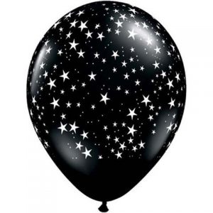Black Stars-A-Round Balloons by Qualatex