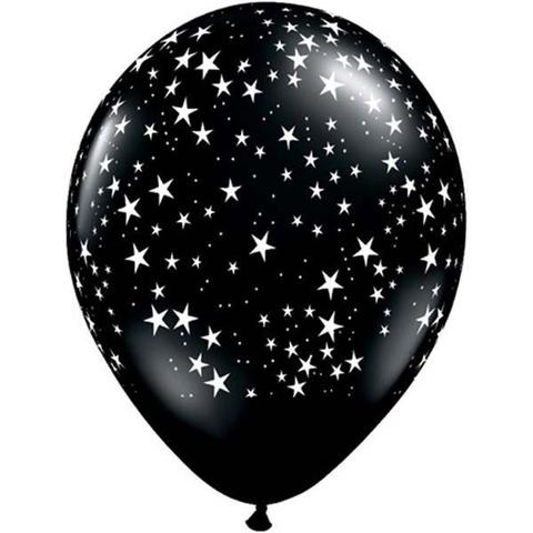 Black Stars-A-Round Balloons by Qualatex