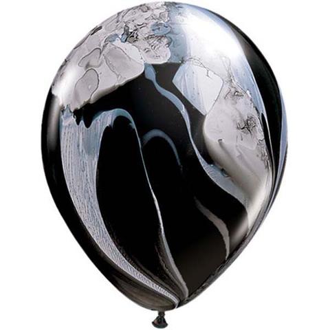 Black & White SuperAgate Marble Balloons