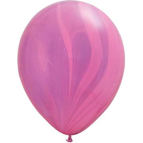 Pink Violet Rainbow Marble Balloons by Qualatex SupeAgate.