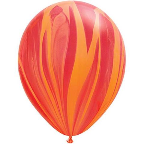 Red Orange Rainbow Marble Balloons by Qualatex SuperAgate.