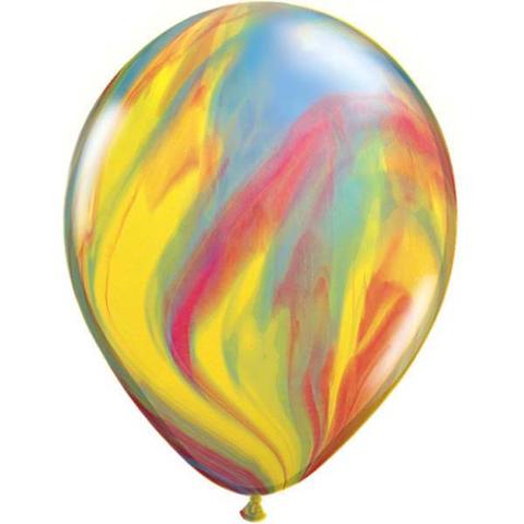 Traditional Marble Balloons by Qualatex SuperAgate in bright rainbow colours.