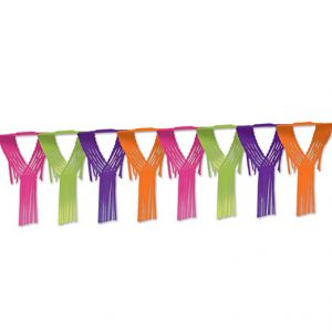 Enjoy the Bright Drop Fringe Garland for decorating your party space!