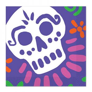 Day of the Dead Paper Napkins featuring white sugar skulls.