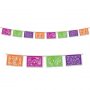 The Day of the Dead Picado Banner is plastic and features sugar skulls and bright colours.