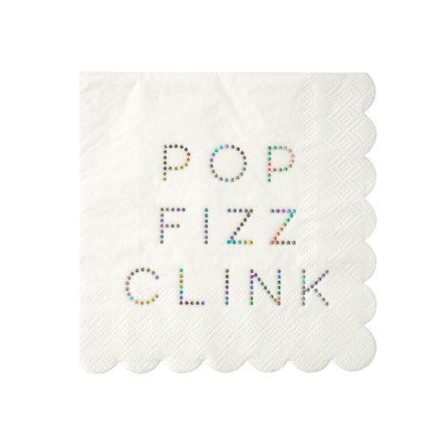 Pop Fizz Clink Holographic Foil Napkins by Meri Meri available in NZ.