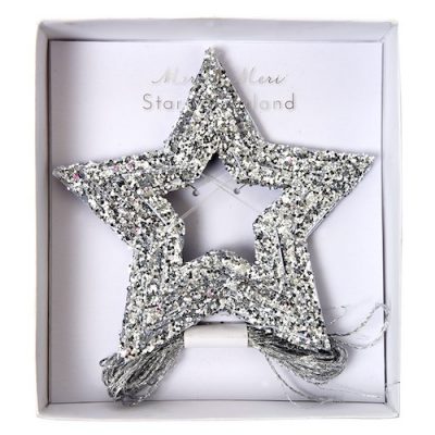 Silver Glitter Stars Mini Garland by Meri Meri.