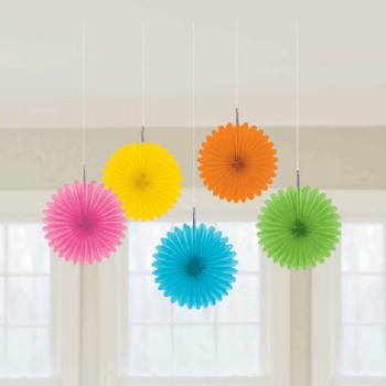 Multi colour mini paper fans are perfect for a Hawaiian luau or Mexican fiesta party!