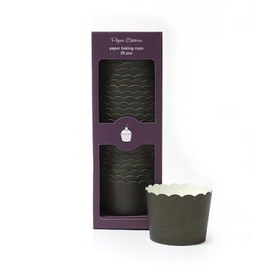Solid black baking cups by Paper Eskimo.