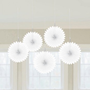White mini paper fans are the perfect party decoration.