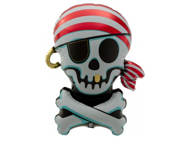 Jolly Roger Foil Balloon by North Star Balloons features skulls and crossbones for your pirate party.