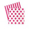 Pop Pink paper napkins by Paper Eskimo feature hot pink stripes and spots.
