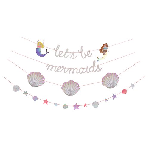 The Let's Be Mermaids Garland is the perfect mermaid birthday party decoration!