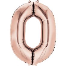Rose gold number 0 balloon available in NZ.