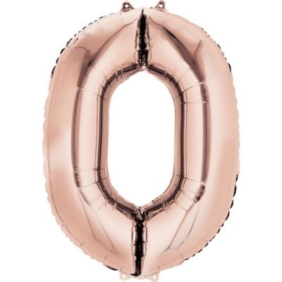 Rose gold number 0 balloon available in NZ.