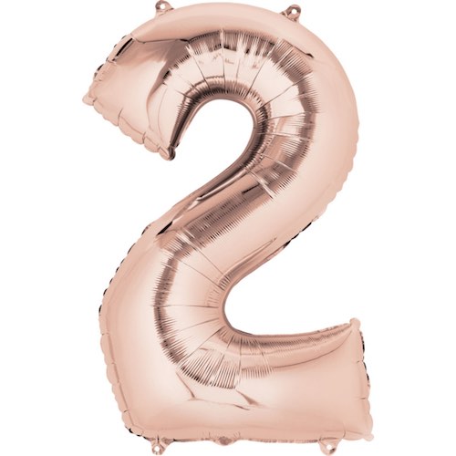 Rose gold number 2 balloon available in NZ.
