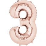 Rose gold number 3 balloon NZ