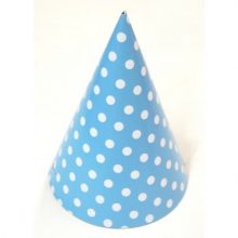 Light Blue & White Polka Dot Party Hats