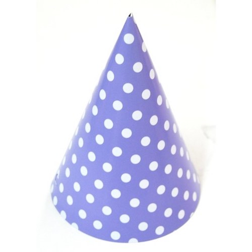 Lilac & White Polka Dot Party Hats