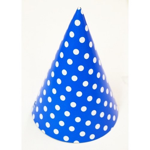 Royal Blue & White Polka Dot Party Hats