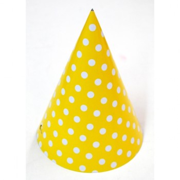 Yellow & White Polka Dots Party Hats