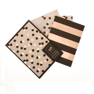 Black Gold Confetti & Stripe Notecards