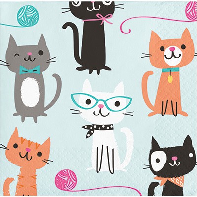 Purr-Rect Party Beverage Napkins for a cat or kitten party theme available in NZ.