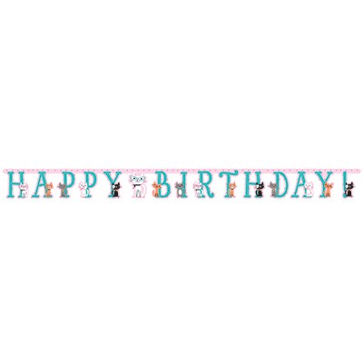 Purr-fect Party Happy Birthday Banner available in NZ for your cat or kitten themed party.