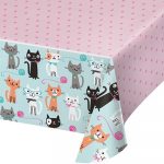 Purr-fect Party Table Cover for a cat or kitten party theme.
