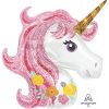 Magical Floral Design Unicorn Head Supershape Foil Balloon